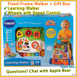 VTech Foldable Walker Green Red (Up to 3+ Year) First Steps Stroll Discover Activity AppleBear
