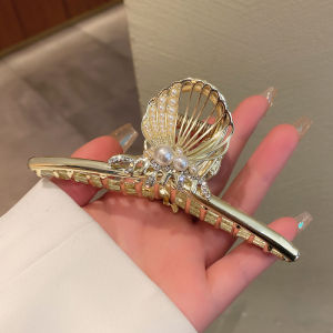 F4 Jepit Rambut Korea JUMBO 11cm Bahan Alloy Aksen Mutiara Permata Sea Shell Metal Hair Claw CL02