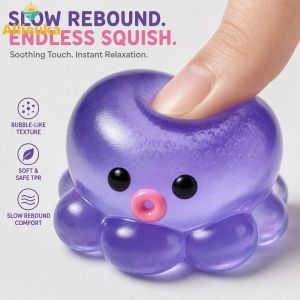Allieuka Soft TPR Octopus Squishy Stress Ball Slow Rebound Tear Resistant Squeeze Toy for Anxiety Relief
