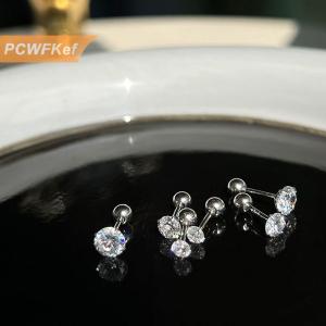 【PCWFKef】 1คู่3 4 5มิลลิเมตรคริสตัลเพทายหู studs ต่างหูสำหรับผู้หญิงสแตนเลสกระดูกอ่อนห่วงหูเจาะกระดูกเล็บของขวัญเครื่องประดับ