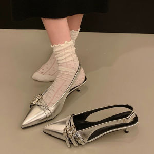 High Heels for Women Red Sandals Retro French Pointed Heels Casual Stiletto Heels