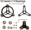 Pure Brass Fidget Spinner Gears Linkage Fidget Gyro Toy Metal DIY Hand Spinner Spins Long Time EDC Focus Meditation Break Bad Habits ADHD with Multiple Premium Bearings (13 Bearings Black). 