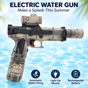 Electric Water Gun Automatic Rechargeable Water Blaster Toy with Light-Up Muzzle