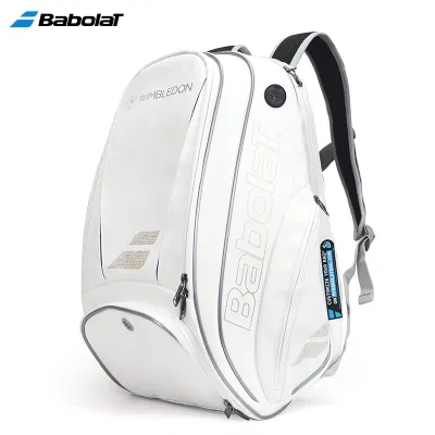 Babolat 22 New Pure Tim Nadal Wimbledon Memorial Tennis Backpack PU Leather White Bag