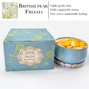 Scented candle smokeless home fragrance southeast asian tin can dried flower handmade soy wax wedding christmas gifts