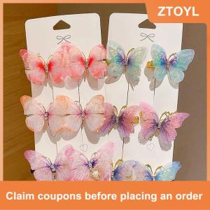 【ZTOYL】 Random Colorful Butterfly Hairpins Girl Hair Clips Barrettes Women Sweet Hair Ornament Rainbow Headwear Fashion Hair Accessories