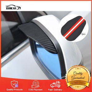 【Ready Stock】2 Pcs Mirror Rain Visor Smoke Guard Carbon Fiber Texture Rear View Side Mirror Rain Eyebrow View Mirror Visor Guard for Most Car Truck and SUV Black​
