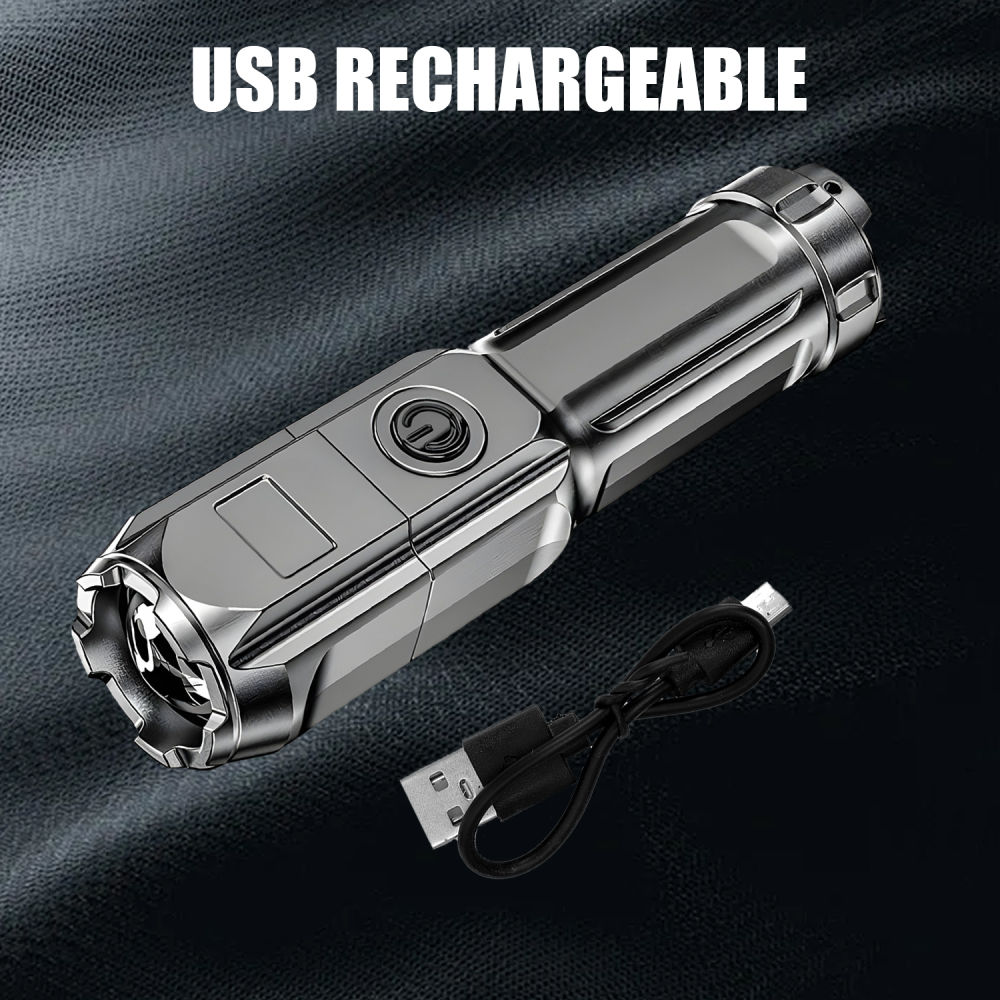 Polocat Power Led Usb Rechargeable Torch Portable Zoom And Telescopic Uv Flashlight 3 Modes Use High Strength ABS_voghion.com