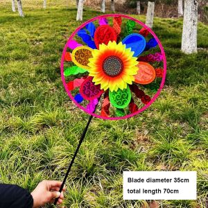 GUNG Multistyles Sunflower Windmill Turntable Glitter Colorful Double-layer Turntable Stake Standing Lawn Flower Pinwheel High Quality PVC Garden Yard Wind Spinner Outdoor Party Picnic Decor