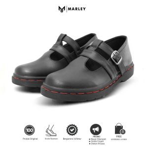 Marley Henna 129-01 Sepatu Docmart Wanita Sepatu Mary Jane Casual Formal Kerja Sintetis Hitam