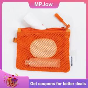【MPJow】 New Travel Makeup Storage Bags Mesh Coin Purse Simple Portable Mini Bag Multi-purpose Square Bag Double-layer Zipper Card Holder