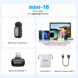 BOYA mini Wireless Microphone AI Noise Cancelling Mic Lapel Mini Microphone for Vlogging Android iPhone DSLR