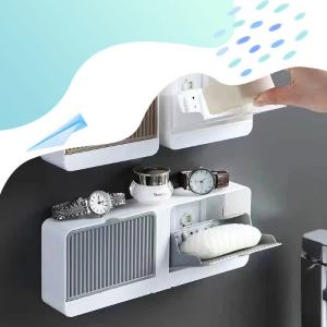 No Drill Creative Soap Holder Organizer with Drain and Cover Wall Mounted Soaps Rack Soap Case es Leakproof Soap Container for Bathroom GYM Traveling Camping