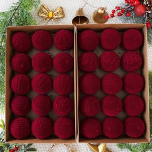 MAOMEI HOUSE 8 CM Đỏ Đồ trang trí quả cầu Giáng sinh phủ nhung Chống vỡ có dây đeo Đồ trang trí treo cây thông Noel Có thể tái sử dụng Màu đơn sắc Quả cầu trang trí tiệc Trang trí cây thông ngày lễ