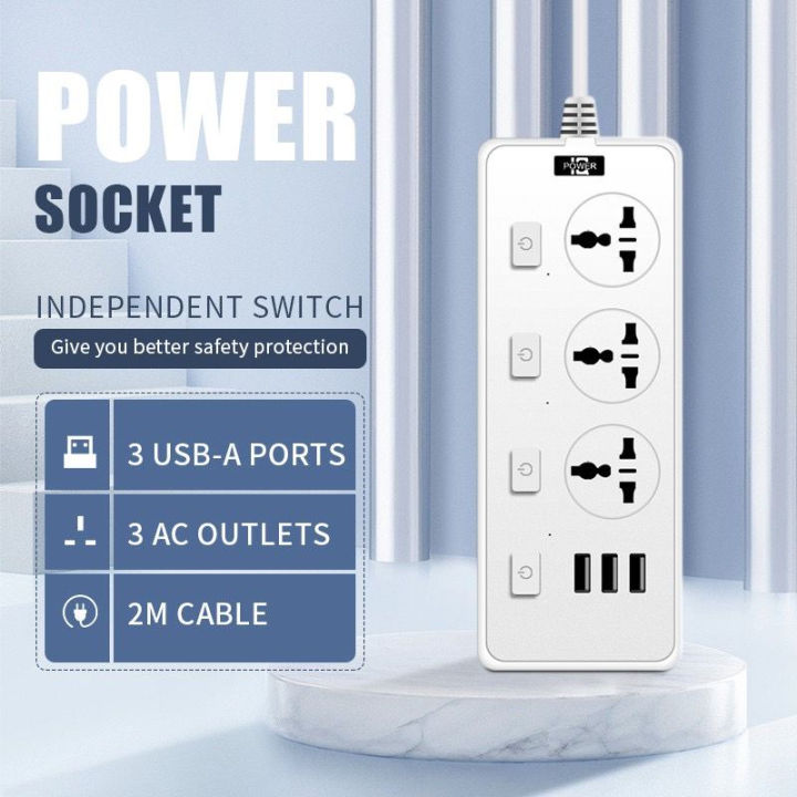 Universal Power Socket Extension With USB Ports Power Strip Surge Protector Adapter Socket