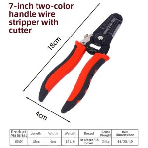 CANICECA Multifunctional Wire Stripping Pliers Coil Spring High Carbon Steel Cable Stripping Tool Durable Red/Black Color Multifunctional Hand Tools For Electrical Work