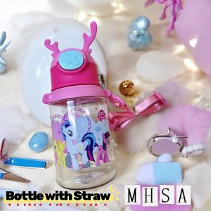 ✅KL READY STOCK 450ML / 600ML Kids Water Bottle Drinking STRAW Bottle Frozen Pony Spiderman Avengers