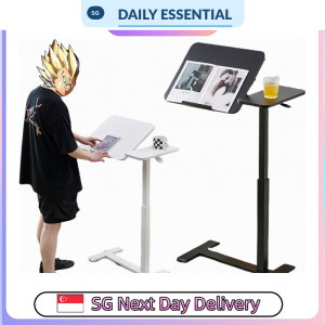 【DAILY ESSENTIAL】 Adjustable Height Tilting Laptop Table with Wheels 70cm or 80cm