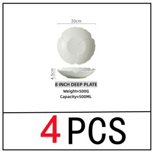 OMK Nordic Style Ceramic Flower Shape Deeep Dish Dinner Plate Salad Bowl Soup Plate Suitable For Restaurant Hotel Use