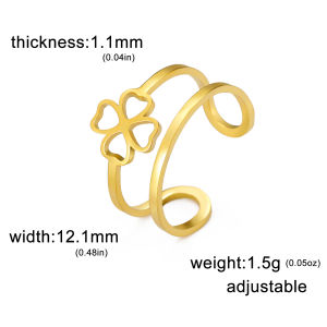 SKYRIM Charm Elegant Ring Four leaf Clover Hollow Design Fashion Jewelry Opening Ring for Women