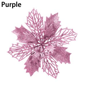 CBHH  Artifical Glitter Home Xmas Ornaments Fake Flowers Christmas Flowers Christmas Tree Decorations