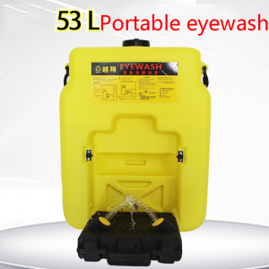 Portable simple two-port mobile emergency eyewash device plastic 53L wall-mounted eyewash