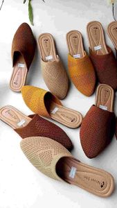 sandal wanita rajut import terlaris sol karet datar
