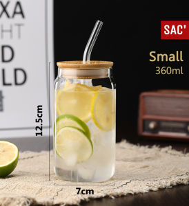 GLAS Aesthetic Glass Juice Cup Set Gelas Kaca Plus Sedotan Tutup Kayu