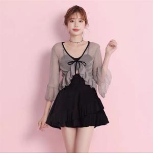 ชุดว่ายน้ำแฟชั่น ชุดว่ายน้ำสตรีซุปเปอร์แฟรี่ เวอร์ชั่นเกาหลีกระโปรงสั้นชุดว่ายน้ำผู้หญิงแบบกระโปรงมีเสื้อคลุม #Y17