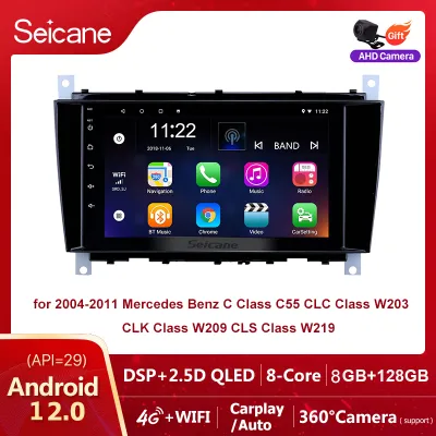 Seicane 8 inci Android 12.0 GPS Navigation Radio untuk 2004-2011 Mercedes Benz C kelas C55 CLC kelas W203 CLK kelas W209 CLS kelas W219 GPS navigasi Auto Stereo WIFI muzik Bluetooth Carplay