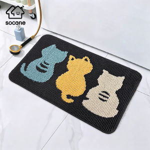 [New Arrival]Socone Cute Cartoon Bath Mat 38x58cm Loop Pile Jacquard TPR Non Slip Doormat Dust Absorbent Entrance Bathroom Floor Rug