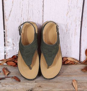 Free Shipping New Style Thick-Soled Sandals For Women Featuring A Toe-Post Design A Comfortable Wedge Heel And A Versatile Fashionable One-Strap Style