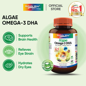 Holistic Way Algae Omega-3 DHA – Eye Moist | Relieves Eye Strain & Dry Eyes | Supports Brain & Heart Health | Plant-Based — Vegan (60 Liquid Vegetarian Capsules per bottle)