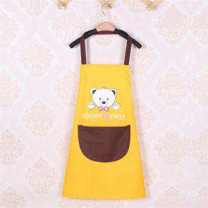 Apron Kitchen Waterproof Apron Creative Cute Bear Apron Cook Neck-Hanging With Hand-Wiling Side Towel Oilproof