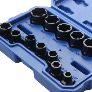 13PCS IMPACT DAMAGED BOLT NUT SCREW REMOVER EXTRACTOR SOCKET TOOL KIT | Socket Wrenches | Bolt Nut Screw Removal Tools | 3/8" Size | Durable | High - Efficiency | Ideal for DIY and Professional Repairs | Impact - Resistant Design