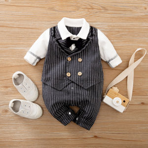 BestBorn Gentleman Style Baby Jumper Infant Onesie Romper Cartoon Cotton Soft Clothes Newborn Bodysuit for Baby Boys