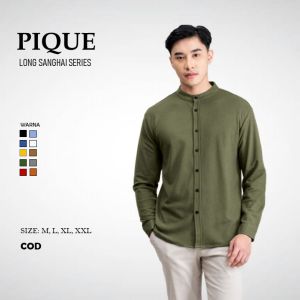 Kemeja Panjang Casual Polos Pria Cowo Laki Laki Slimfit Baju koko Muslim Basic Besic Lengan Panjang Casual Kasual Kerah Sanghai Premium Warna Abu Ukuran Jumbo M L XL XXL