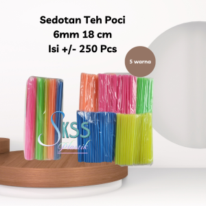 Sedotan Teh Poci 6mm 18cm l Sedotan Plastik Warna Warni