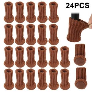 24pcs Universal Furniture Sock Chair Elastic Wool Socks Non-Slip Chair Feet Cover Table Foot Case Furniture Protectors