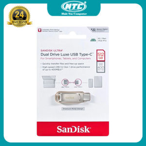 USB OTG Sandisk Drive Luxe 512GB USB TypeC 3.2 400MB/s cho andoird và ip 15 16 17 (Bạc) Nhất Tín Computer