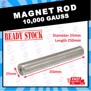 10000 Gauss Neodymium Magnetic Bar 25mmx250mm Super Strong Cylinder Magnet Rod for Industrial Use Iron Removal Metal Separation Liquid Filtration Magnetic Separator Bar Rare Earth Magnet Filter [Ready Stock]
