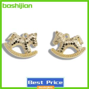 bashijian 5pcs 15x17mm Kẽm hợp kim Electroplated Rocking Horse Mặt dây chuyền quyến rũ cho DIY Vòng Cổ Vòng tay bông tai trang sức Phụ Kiện Làm