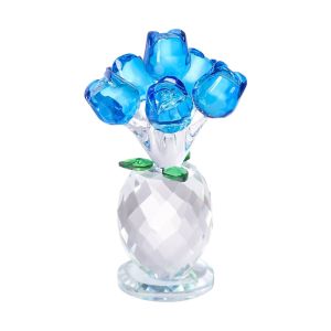MMLUCK Thủ công Tượng hoa pha lê Đế trong suốt Đồ trang trí Tượng điêu khắc hoa thủy tinh mini Sáng Tạo Quà Tặng Sưu tập Hoa mô phỏng Kỷ niệm