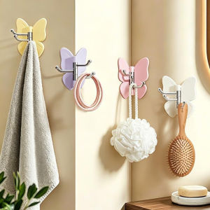 Wall Mount Butterfly Triple Hook Rotatable Corner Hook Storage Hook for bathroom