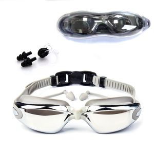 Kacamata renang Kacamata renang anti-kabut anti-UV dengan penutup telinga penutup telinga Kacamata renang Kacamata renang anti-kabut tahan air HD Kacamata renang anti-kabut tahan air Kacamata renang bingkai besar pria dan wanita dengan bingkai besar denga