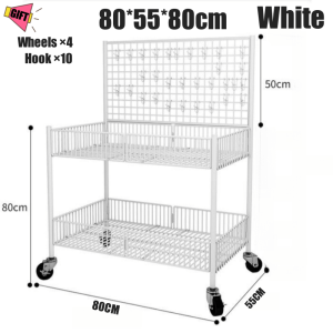 Mobile Folding Stall Cart Small Cart Portable Display Shelf with Wheels Grocery Promotion Display Rack Night Market Floor Standing Rack Multi Function Storage Rack Strong Load Bearing