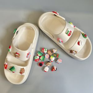 Dép quai hậu nữ sandal nữ đế cao 3cm kèm 14 sticker Noel màu trắng đen hồng QN-Noel MayTo
