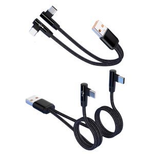 Angled USB And Type C Fast Charging Cable 5A Fast Speed Data Cord Double Head Charging For Multiple Devices