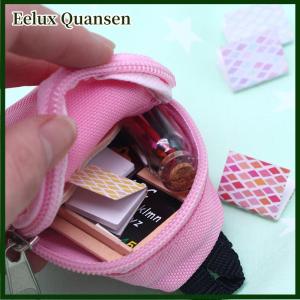 Eelux 1:6 Dollhouse Miniature Canvas School Bag Floral Backpack Doll Accessories Model Decor Toy Doll House Accessories