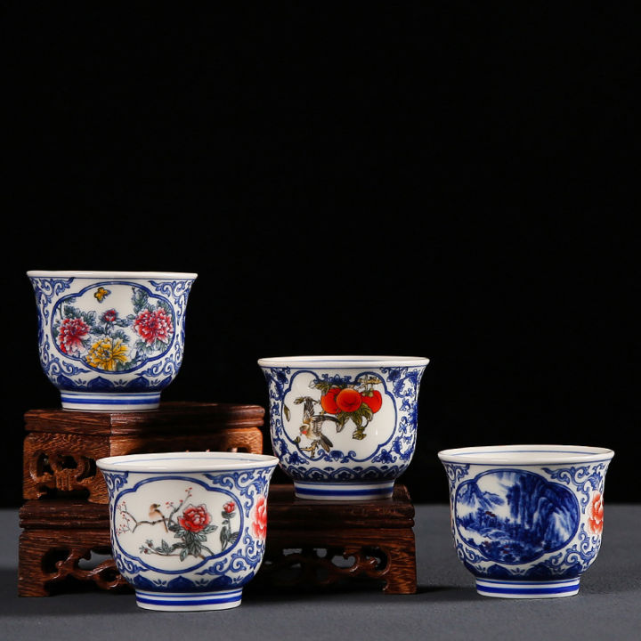 Cốc Sứ Chủ Màu Xanh Và Trắng Cổ Bộ Tách Trà Kung Fu Bằng Gốm Hoa Cửa Sổ ...